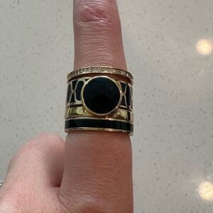 Henri Bendel Stackable Black and Gold Rings Size 8
